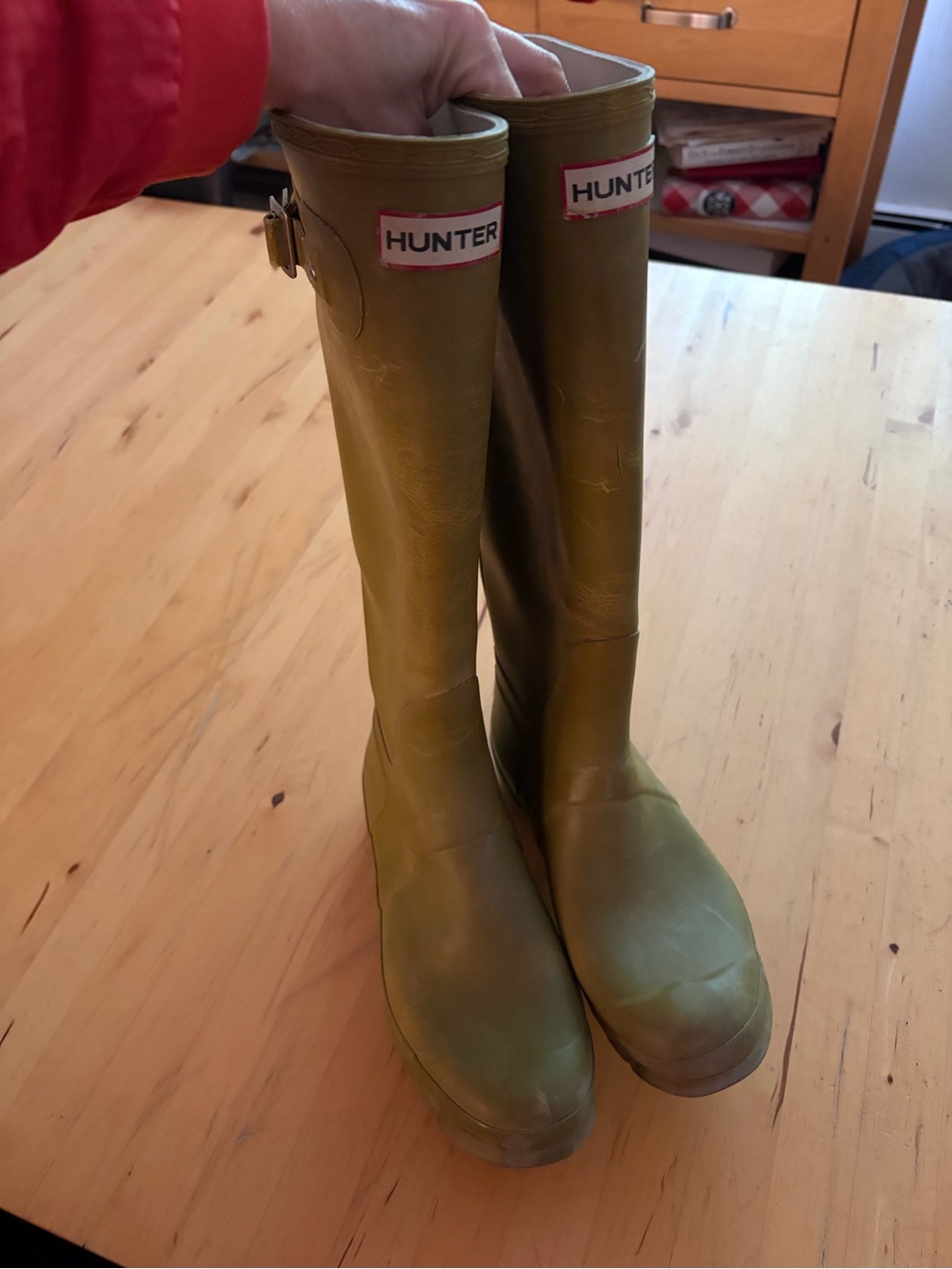 Hunter Olive Green Tall Rubber Rain Boots - Picture 2 of 10